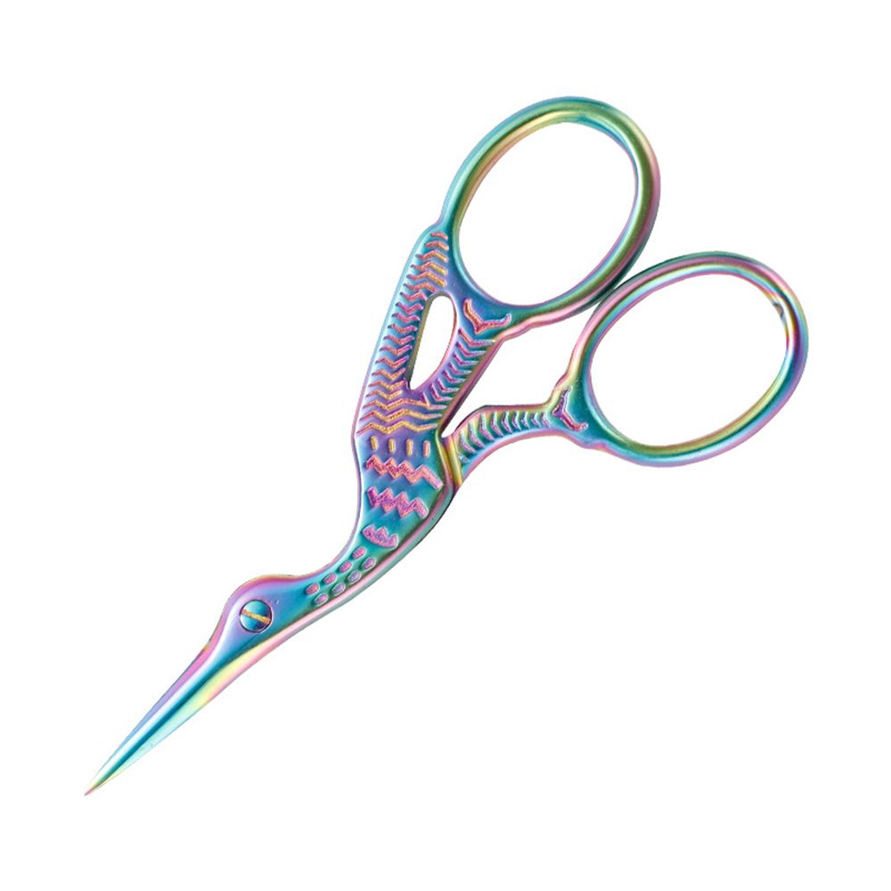 Tijeras de cejas puntiagudas con patrón de pájaro, recortadoras de cejas de acero inoxidable degradado, accesorios de maquillaje de alto nivel: B