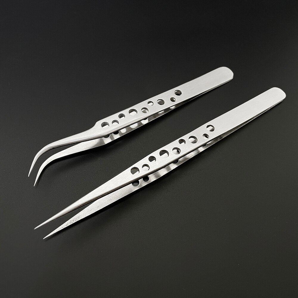 Industriële Pincet Elektronica Anti-Statische Gebogen Rechte Tip Precisie Roestvrij Tang Telefoon Reparatie Diy Handgereedschap Sets: A and B