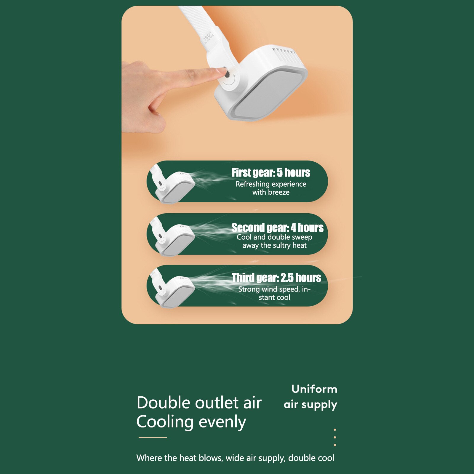 Style Hanging Mute Fans With Power Long Battery Life Neck Mini Fan Cross-border Foldable Usb Rechargeable Electric