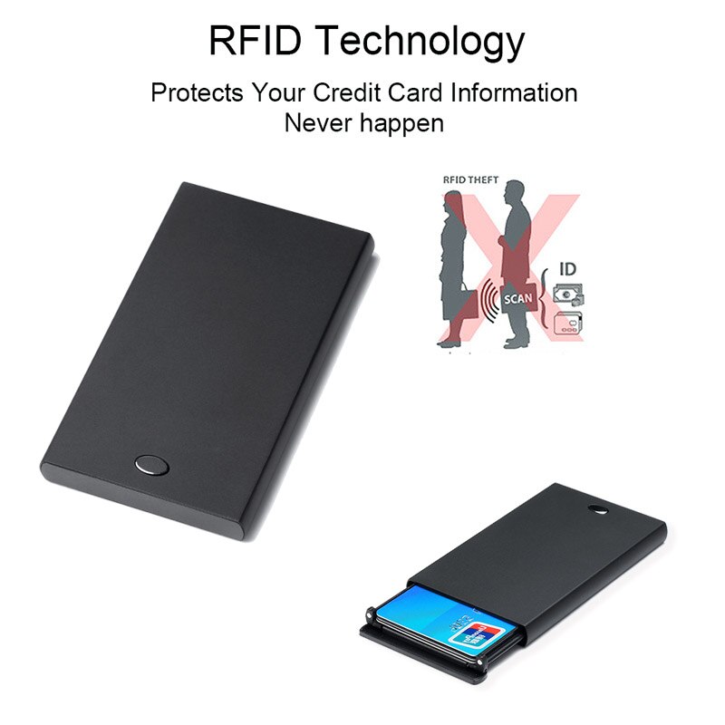 DIENQI Rfid Karte Halfter Männer Brieftaschen Magie Männlichen Jahrgang Schwarze Kurze Geldbörse Kleine Metall Schlanke Brieftaschen Mini Brieftaschen Dünn vallet