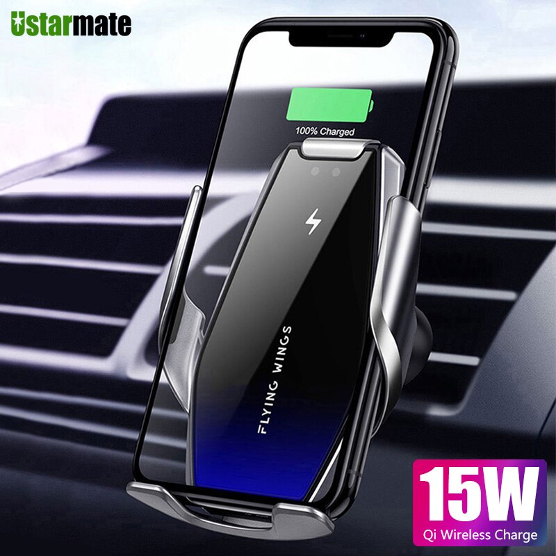 15W Car Wireless Charger Auto Fast Charger Qi Wireless Car Charger Phone Holder Fast Charge For iphone 12 Huawei Samsung Xiaomi