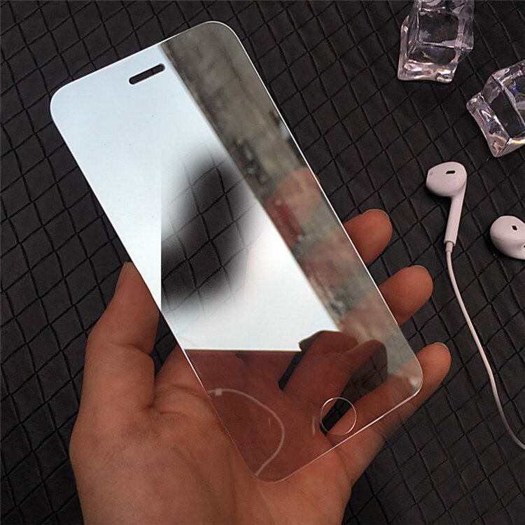 9H Colorful Mirror Tempered Glass Screen Protector for iPhone X XS 5 5S SE 6 6S 7 8 Plus Full Cover Film Protective Guard Case: Silver / 5 5S SE