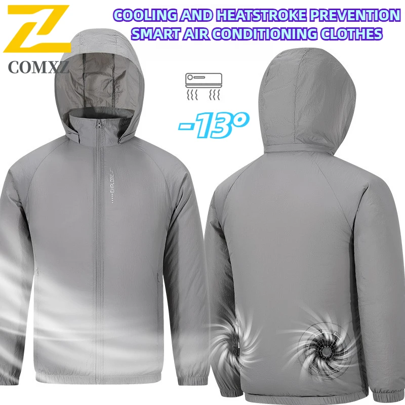 Gilet Raffreddante - Giacca Ventilatore Ghiaccio - Poliestere Traspirante - Abbigliamento Lavoro Uomo Clima Caldo: 4XL / Grigio