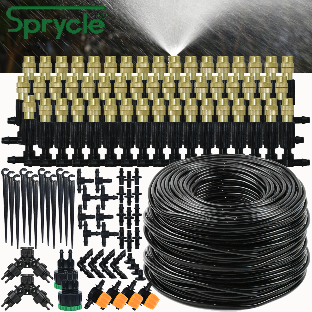 Hage 10-50m automatisk vanning dryppvanningssystem sett 4/7mm slanger 1/4 '' tåkedyse sprinkleranlegg til plen potteplante drivhus