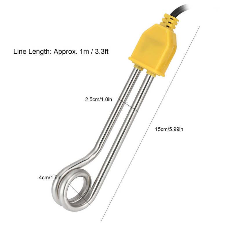 600W Portable Electric Immersion Water Heater Boiler for Heating Bathtub Pond Barrel 1m Water Heater