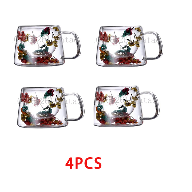 YWDL 1/2/4pcs Double Wall Coffee Mug Heat-resistant Espresso Cup Clear Glass Cup For Cappuccino Tea Water Drinkware: Dark Khaki