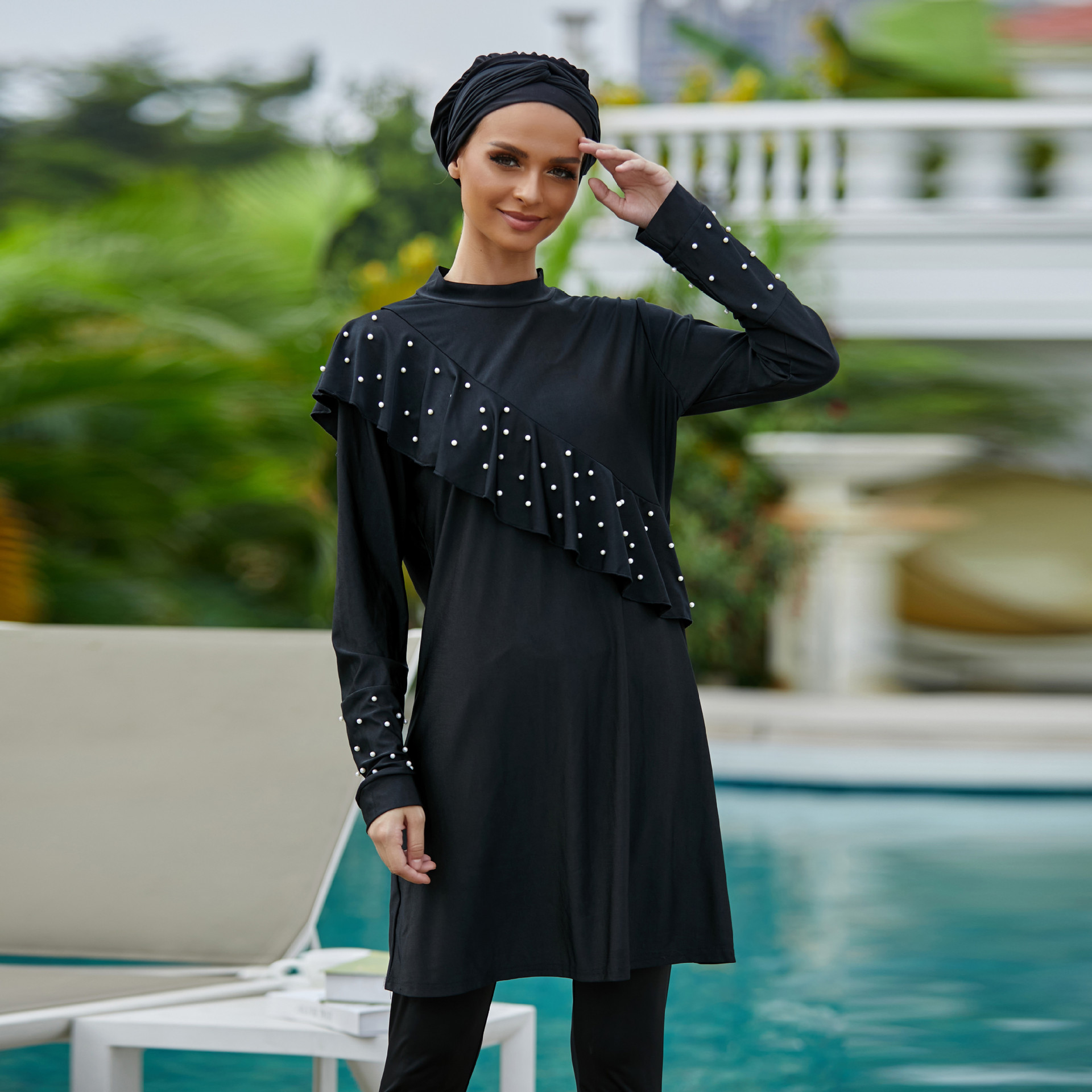 Burkini, langer muslimischer badeanzug für frauen, 3 -teilig, abaya, dubai, arabische damenbadeanzüge, türkei, maillots de bains, muslims ensemble  f2964