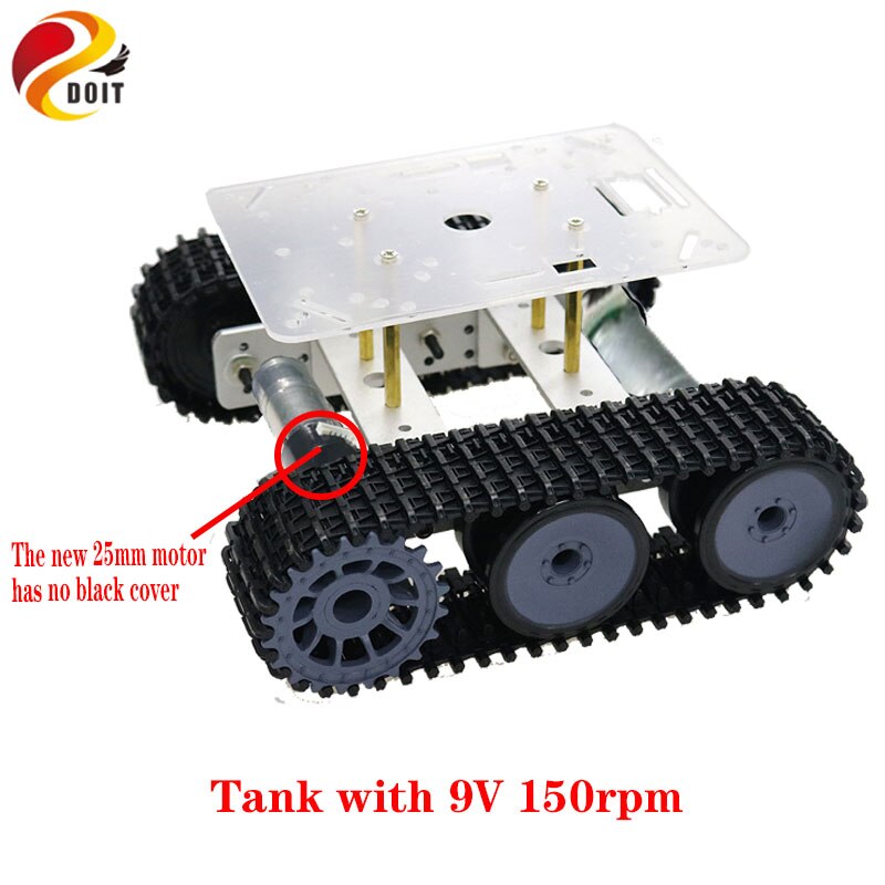 Diy Metalen Tank Chassis Mini TP100 Smart Crawler Robot Platform Hoge Koppel Motor Met Encoder Gratis Acryl Panel Voor Arduino/Uno: tank with 9V 150rpm