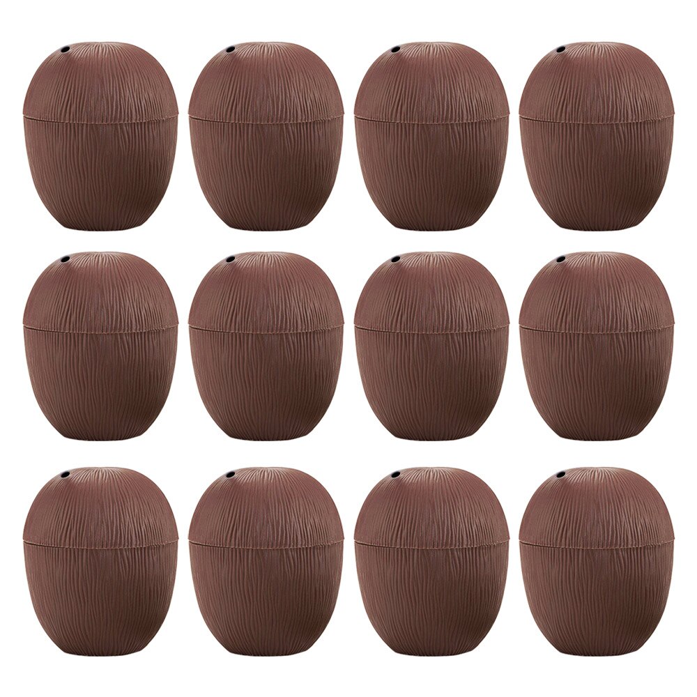 12 unids/lote vaso de plástico para beber ananá Coco, copas para de verano, zumo, con pajitas para decoración de hawaiana Tropical Luau