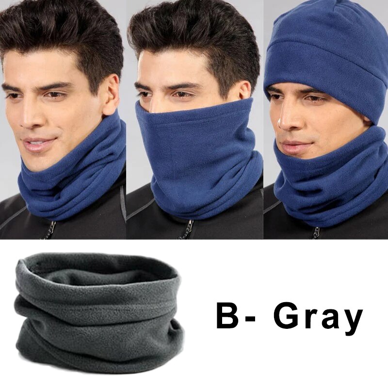Winter Warm Caps Mannen Polar Fleece Thermische Balaclava Hoed Vrouwen Outdoor Winddicht Fietsen Masker Cap Hood Halswarmer Wandelen Sjaals: B- Gray