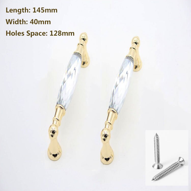 Moderne K9 Kristal Handvat Gouden Pulls Chrome Metalen Knoppen Lade Kast Deur Schoenenkast Handvat Kabinet Handvat Kast Handvat: 3pcs 145mm white