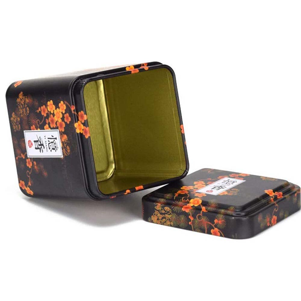 Mini blikken opbergdoos kleine koffie thee opbergpot vierkante verzegelde theebladeren ijzeren verpakkingsdoos chinese stijl container blikken