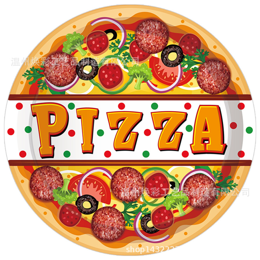 Cartoon Pizza Food Party Wegwerpservies Sets Verjaardag Barbecue Camping Borden Kopjes Servetten Baby Shower Party Picknick Decor: Fluorescentie Geel