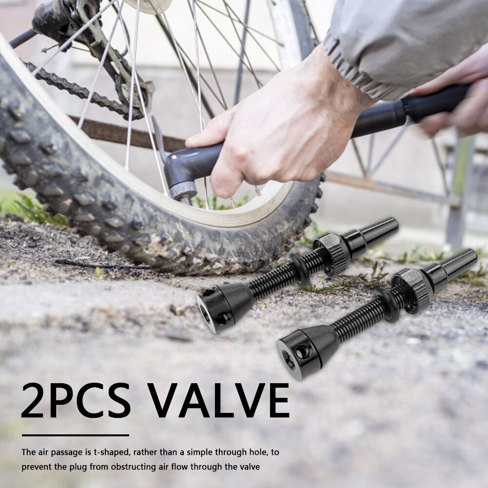 Bicycle Tire Valves 2pcs 40mm CNC Alloy Stem with Cap Tubeless Tire Presta Waterproof Cycling Element for MTB Mountain Road Bike