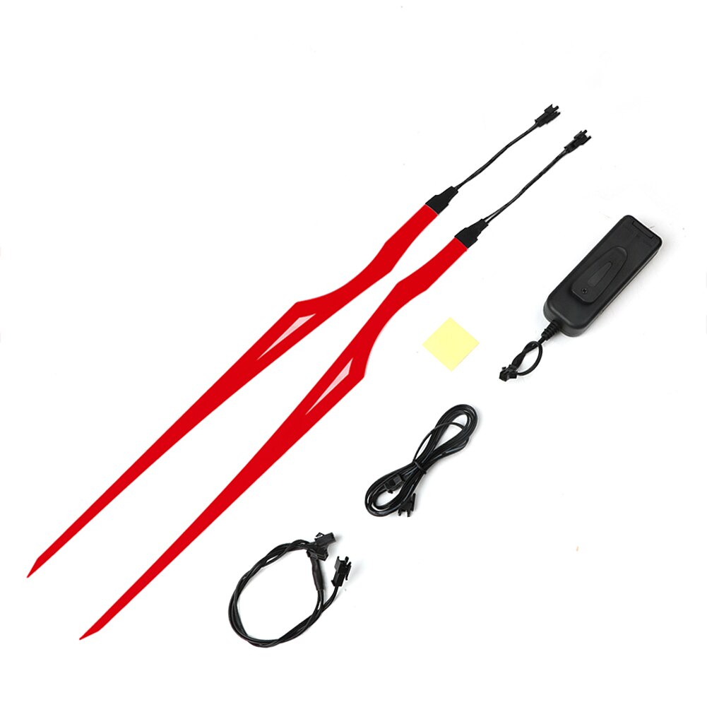 Tira de luz LED para casco de motocicleta, luz fría, señal luminosa para conducción nocturna, pegatina modificada impermeable, 2 uds.: Rojo