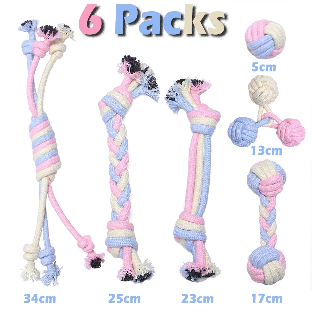 12Pcs Large Dog Toy Sets Chew Rope Toys for Dog Chewing Toys for Dog Outdoor Teeth Clean Toy for Big Dogs Juguete para Perros: Macaron Dog Toy