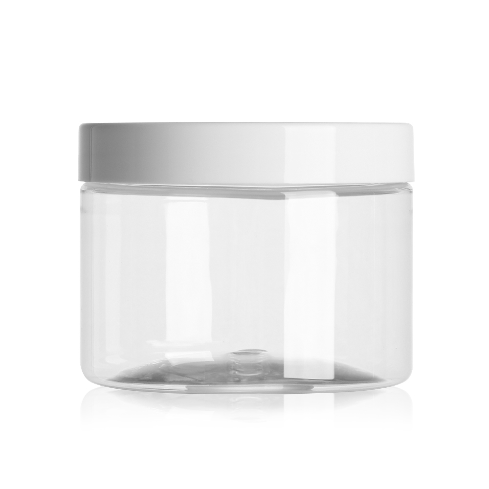 Frasco vacío de plástico transparente para cosméticos, bote de muestra de crema facial, envase de comida de boca ancha, 250/300/400ml: 300ml / white