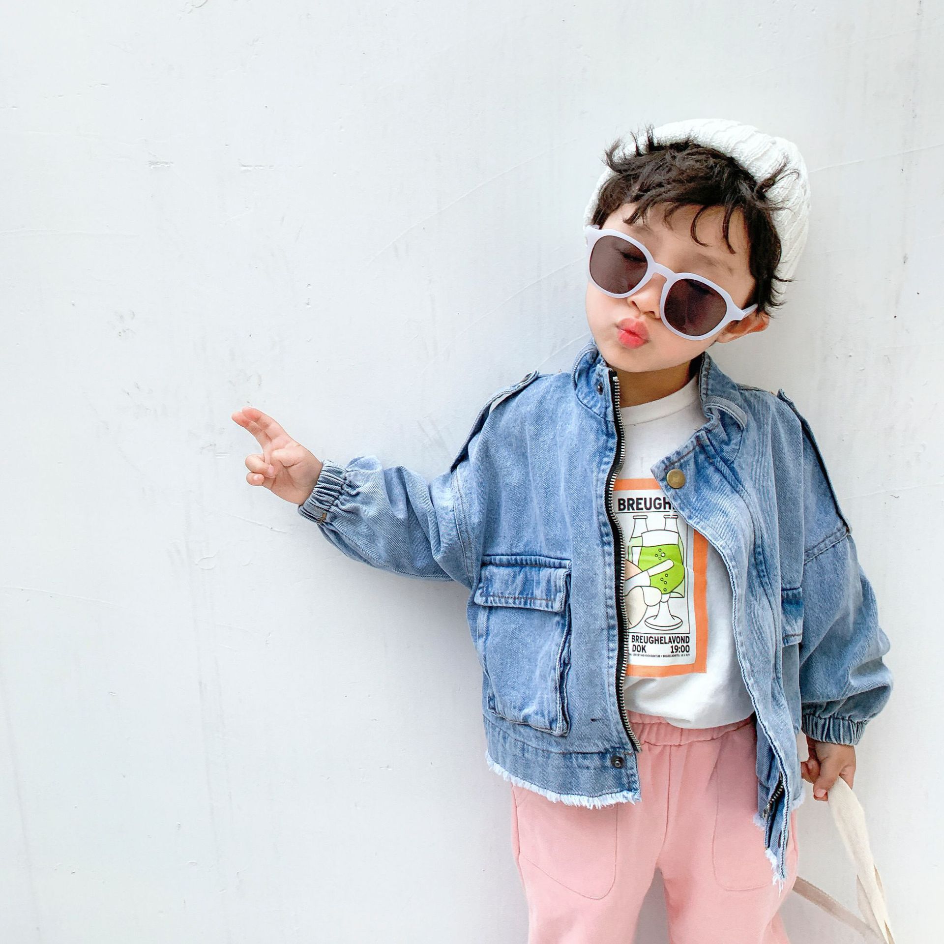 jungen denim jacken Frühling herbst kinder koreanischen stil große taschen stehkragen mäntel outwears: 6T