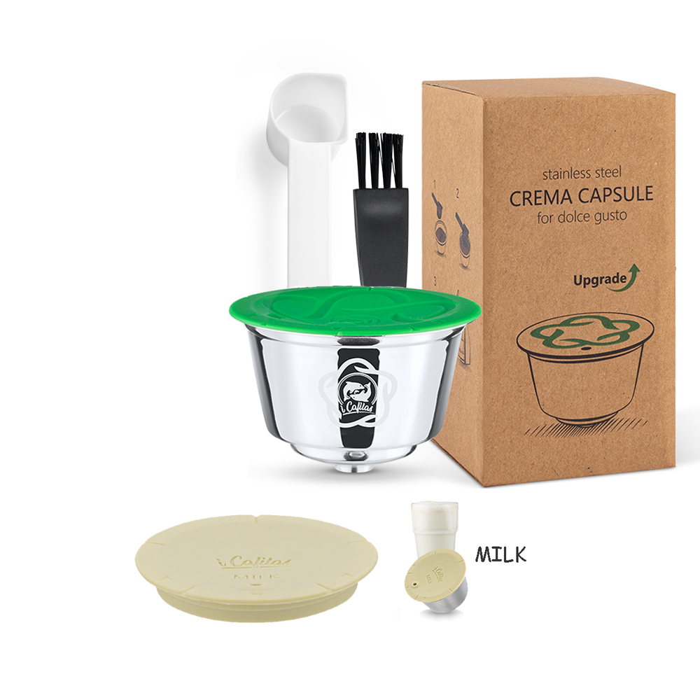 Capsule di caffè ricaricabili riutilizzabili per Dolce Gusto Maker Nespresso Caffè espresso e cialde filtro per il latte Accessori per caffè: Luce Verde