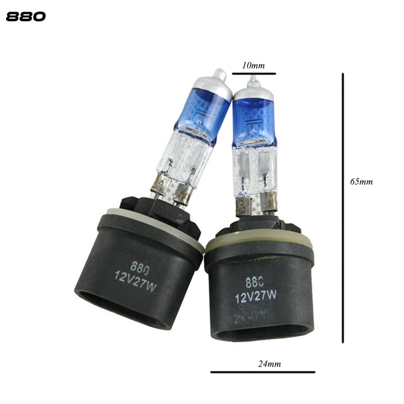 2x halogenlamper 12v 6000k 55w fjernlys 880 881 h1 h3 h4 h7 h8 h9 h10 h11 h12 h13 9004 9005 hb3 9006 hb4 h1 r 2 hir 2 9012 h15