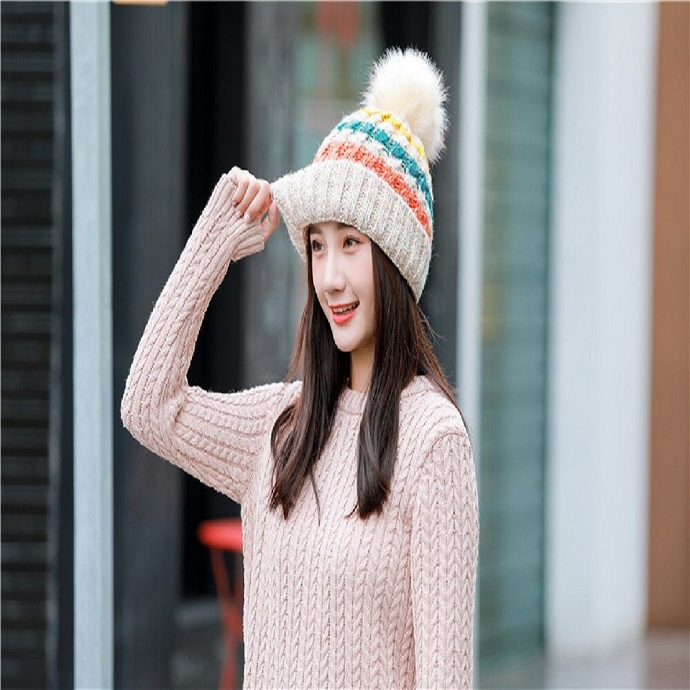 Dames muts warme winter outdoor pompon muts voor koud weer