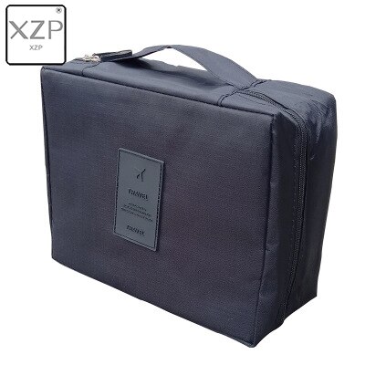 Bolsa de maquillaje XZP para exteriores para chica, neceser para mujer, neceser de lavado, organizador de maquillaje, Kit de almacenamiento de viaje, bolsa con múltiples bolsillos para mujer: Black
