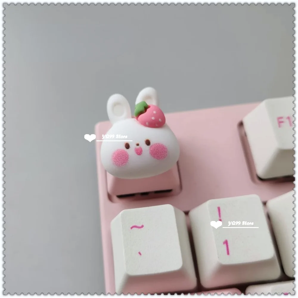 Capuchons de touches de clavier faits à la main, dessin animé, joli pour fille, rose, OEM ESC, pour jeu, clavier mécanique, personnalité artisanale: YELLOW