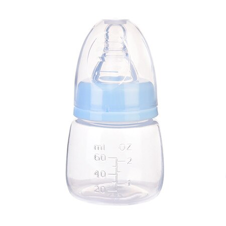 60ml naturlig følelses mini ammeflaske standard kaliber til nyfødt baby drikkevand, der fodrer mælk frugtsaft: Blå