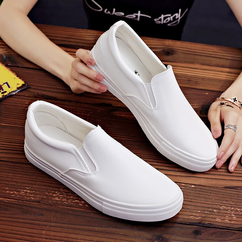 Forår og efterår hvide fritidssko til mænd sneakers loafers herresko street cool fodtøj lejligheder mandesko  u9-08