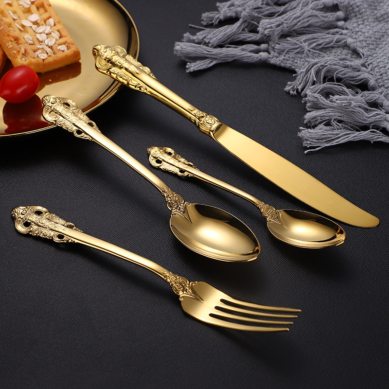 Luxus Palace Besteck Set Edelstahl Steak Messer Gabel Hause Komplette Geschirr Kaffee Löffel Teelöffel Küche Utensilien