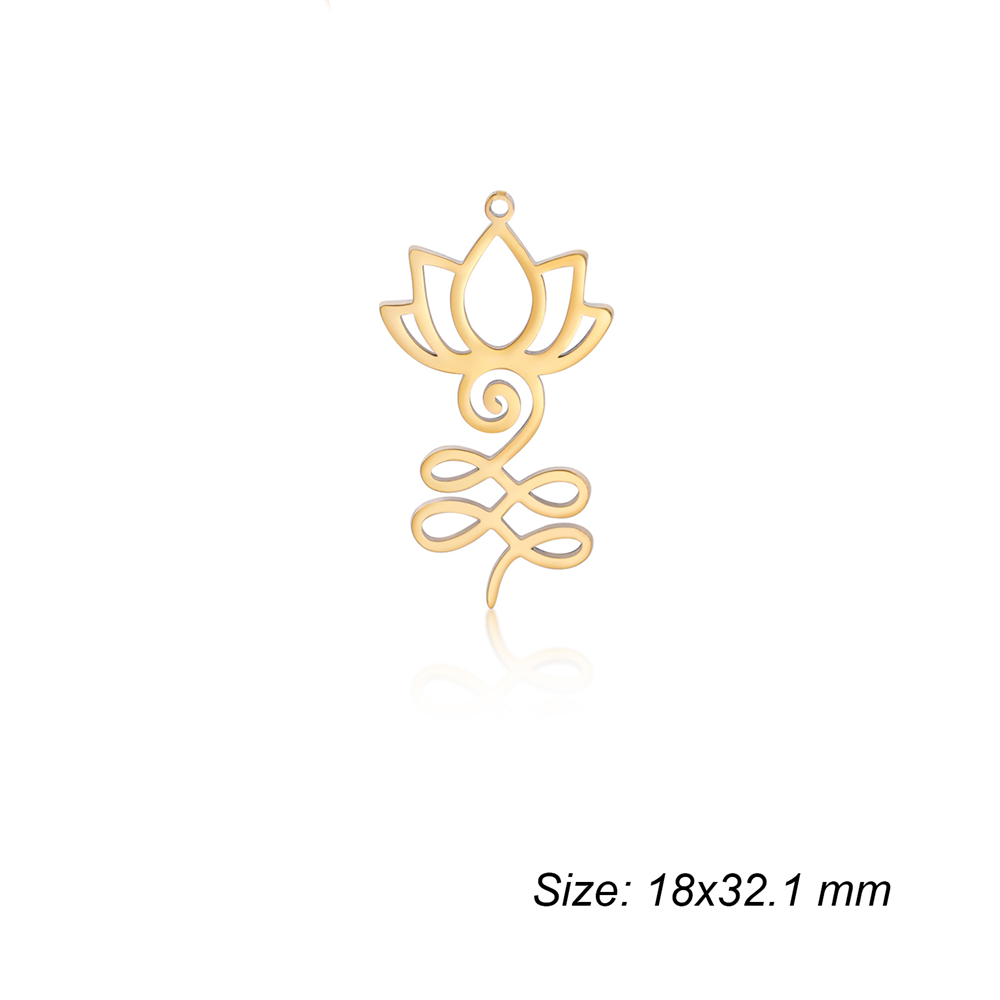 Breloques en forme de fleur de Lotus, en acier inoxydable, amulette religieuse, pendentifs, accessoire pour collier, boucles d'oreilles, bijoux, bricolage,: Rhodium plaqué