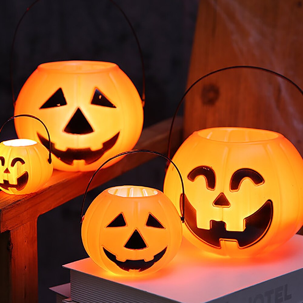5/10pcs Halloween Pumpkin Candy Holder Bucket Basket Pail Party Decor
