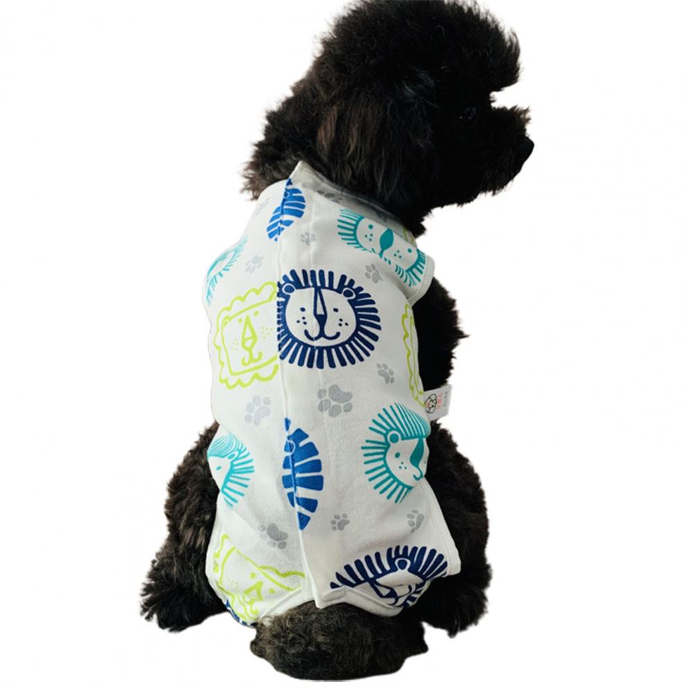 Mono portátil para mascotas, mono de algodón para perro, estampado, amigable con la piel, traje de destete para mascotas: XL / Little Lion
