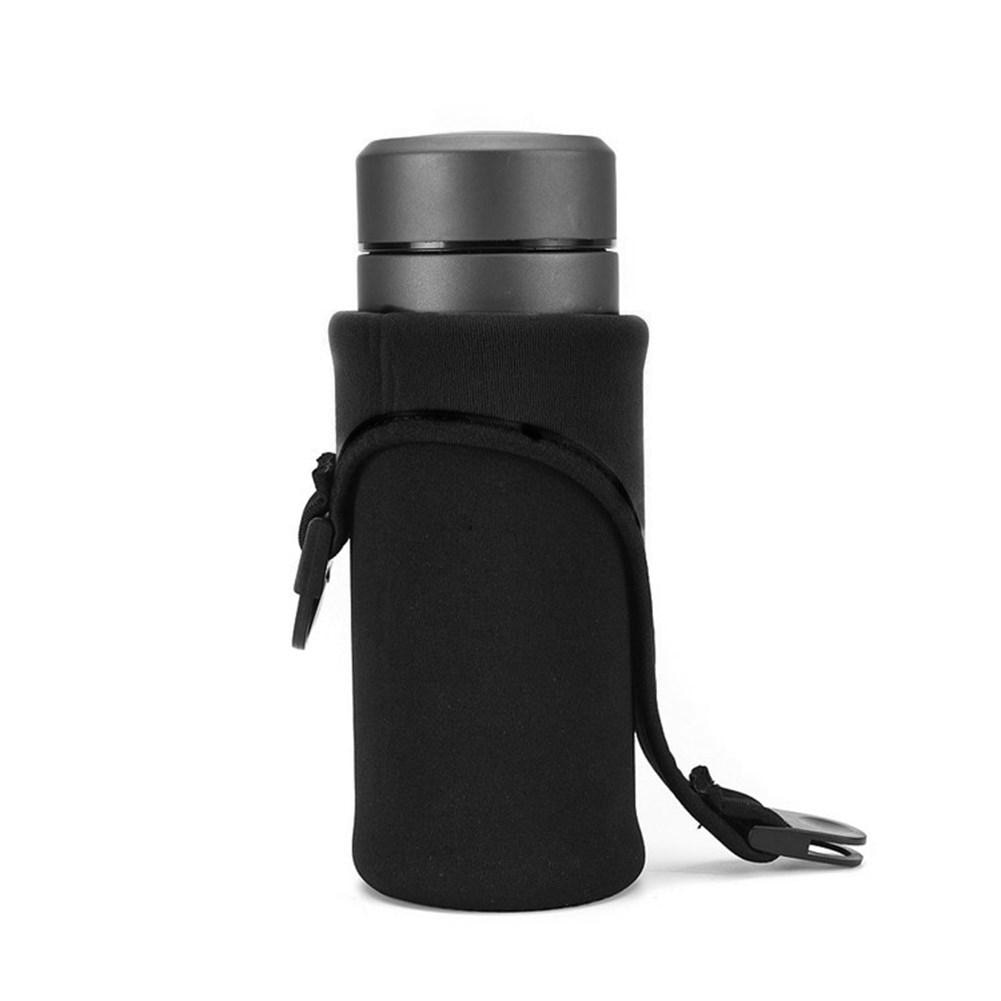 Ingen bærbar vandflaske ærmepose taske isoleret vandtæt neopren flaskeholderholder med spændehåndtag sort