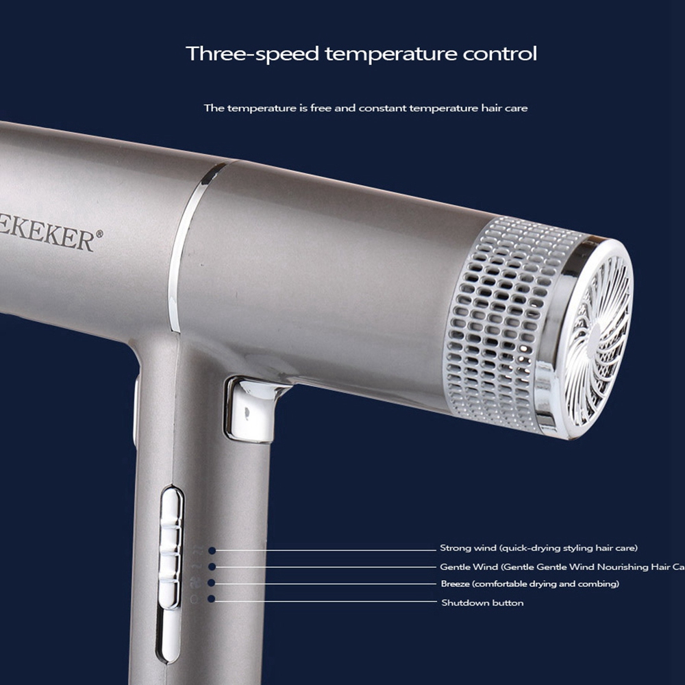 SURKER-secador de pelo iónico de 2000W, herramienta de estilismo de cabello con difusor, enchufe de la UE, color gris
