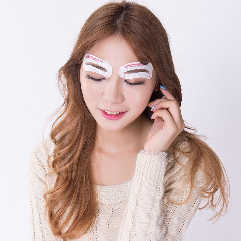 12 Pairs Disposable Non-Woven Cloth Eyebrow Stencil Stickers Grooming Shaper Template Eyebrow Makeup Beauty Tools