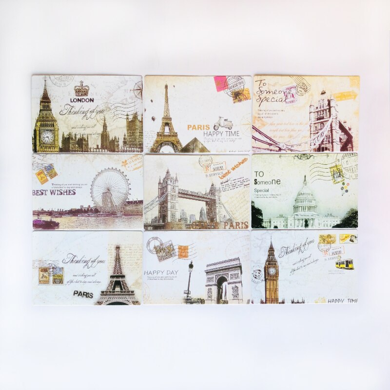 9 pcs /Set Vintage DIY Postcard Greeting Card Envelope Style Post Card