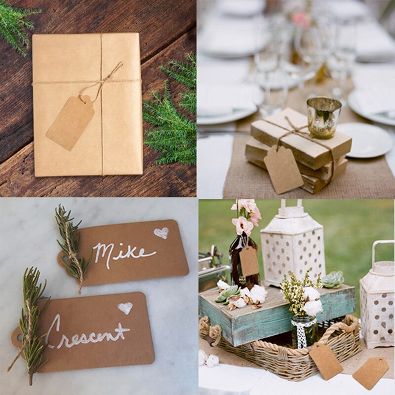 Etiquettes papier Kraft vierges 4x9cm 50 pièces/lot | Étiquettes à accrocher rectangulaires, pour emballage de mariage/fête d'anniversaire, dragées pour bonbonnières, étiquette de prix