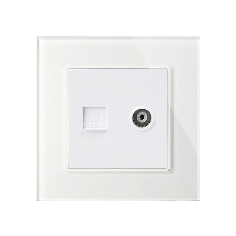 Atlectric Rj45 TV Internet Data Interface Socket Wall Socket Luxury Glass Panel outlet Television Computer Jack Plug: Rj45 With TV