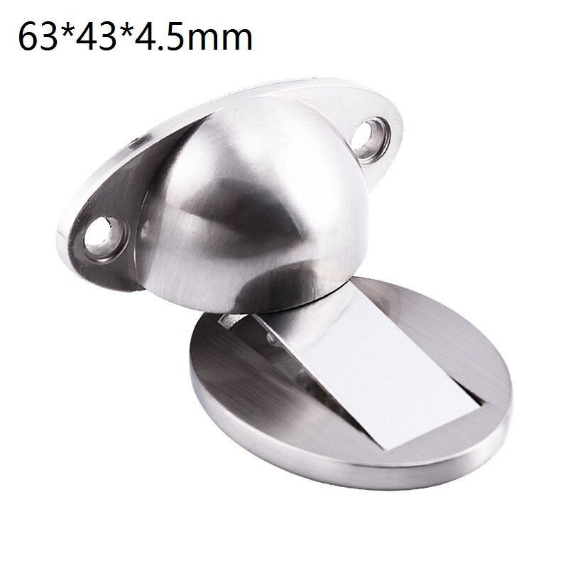 Rvs Deurstopper Slaapkamer-Collision Sterke Magnetische Aluminium Onzichtbare Deur Stop Elektromagnetische Deur 1Pc: Silver  With screws