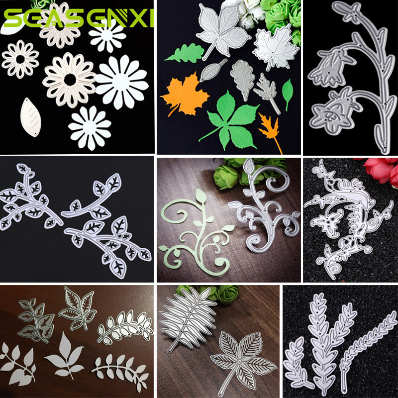 Kwiat liście metalowe wykrojniki klon drzewo liściaste Scrapbooking wykrojniki DIY tłoczona kartka album dekoracje ślubne
