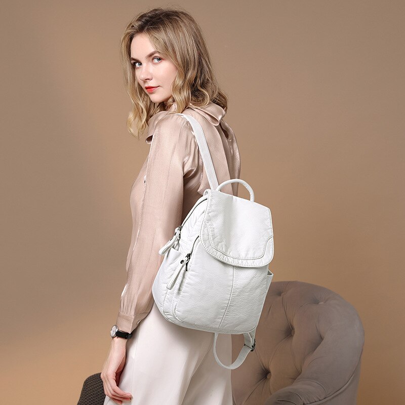 Witte pu leren rugzak voor dames reistas schooltassen voor tienermeisjes rugzak sac a dos mochila feminina