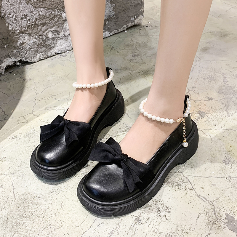 Zapatos Mary Janes Lolita de plataforma gruesa para Mujer, sandalias de con cadena de lazo, Zapatos Oxford a la para verano, 2022: Negro / 41