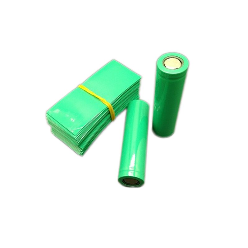 100Pcs 18650 Lithium Battery Heat Shrinkable Sleeve Battery Cover Skin Pvc Heat Shrinkable Film Shrink Tube: GREENx100pcs