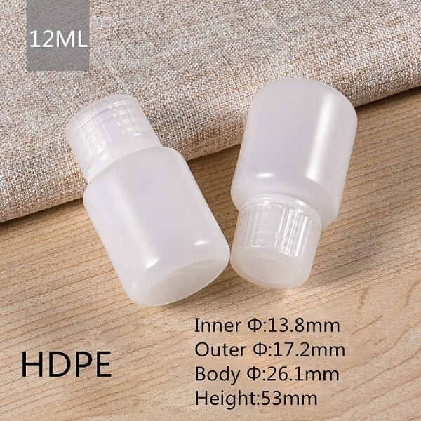 Empty HDPE bottle narrow mouth solid plastic container for liquid,lotion,cosmetic packaging bottle food grade: 12ml