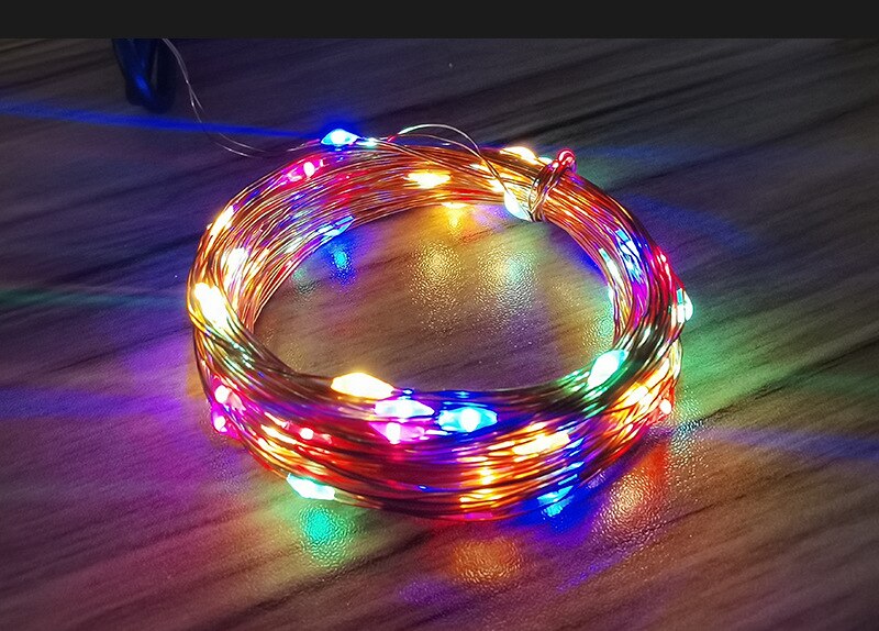 2m/5m/10m led ljusslingor silvertråd usb hem trädgård vattentät sagoljus julfest krans dekoration ljusslinga: Usb färg / 5m 50 ledde