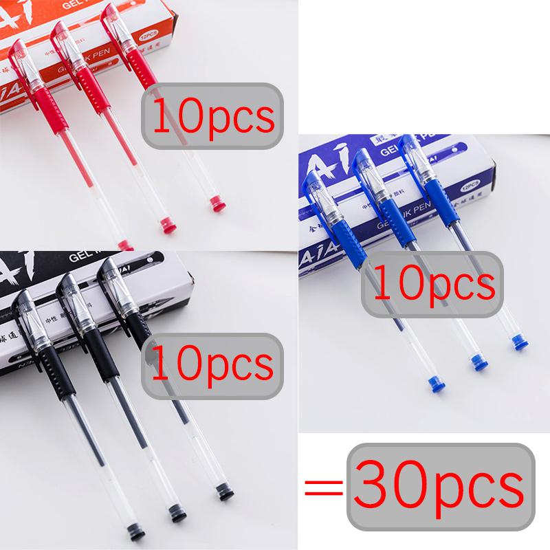 Jonvon Satone 30 pcs Verkoop 0.5mm Neutrale Pen Handtekening Gel Pen Europese Standaard Kantoor Pennen Kawaii Briefpapier School gereedschap: 3color10per