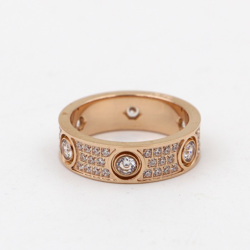 Luxuriöse carter volle liebe Drei Reihen CZ 316L Titan Stahl ring Schmuck Für Frauen Hochzeit Ringe Klassische Schmuck