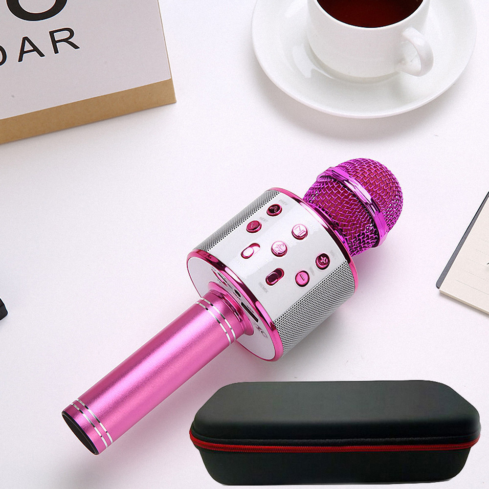 Ws858 Professionele Draadloze Karaoke Microfoon Luidspreker Condensor Microfono Met Bag Bluetooth Radio Studio Record Mic Pk Ws-858: box-858-Pink