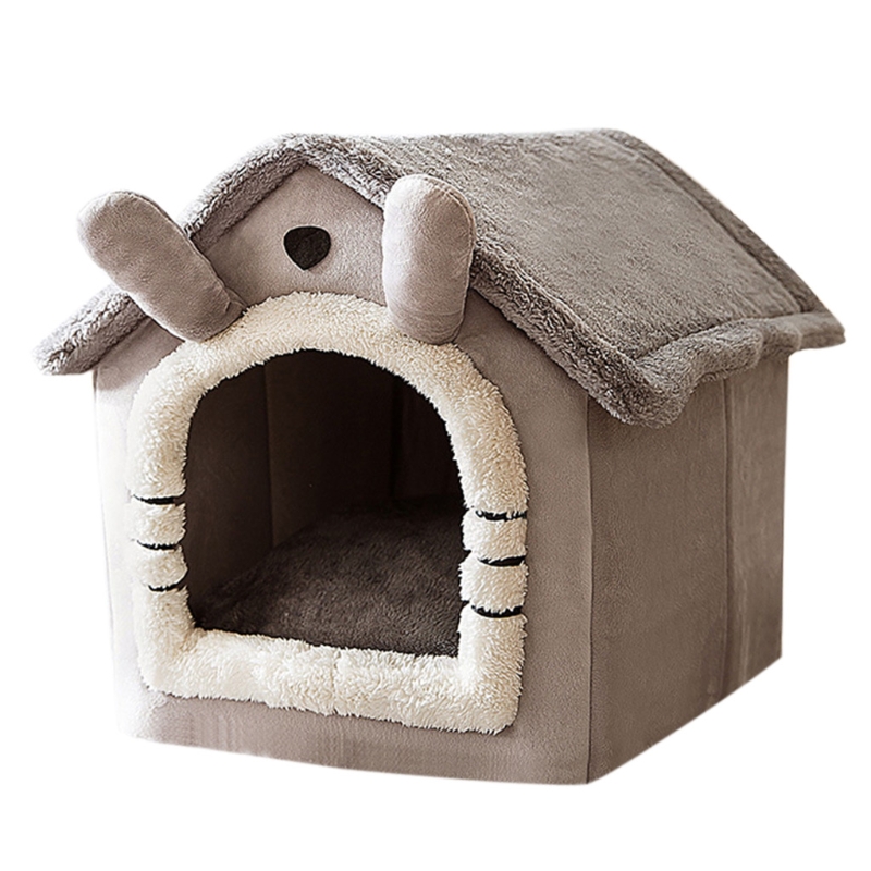 Gezellige Huisdier Bed Huis Warm Pluche Grot Slapen Bedden Puppy Winter Nest Voor Katten En Kleine Honden Mooie Cabine Vormige 5 Stijlen Y5GB: Grey